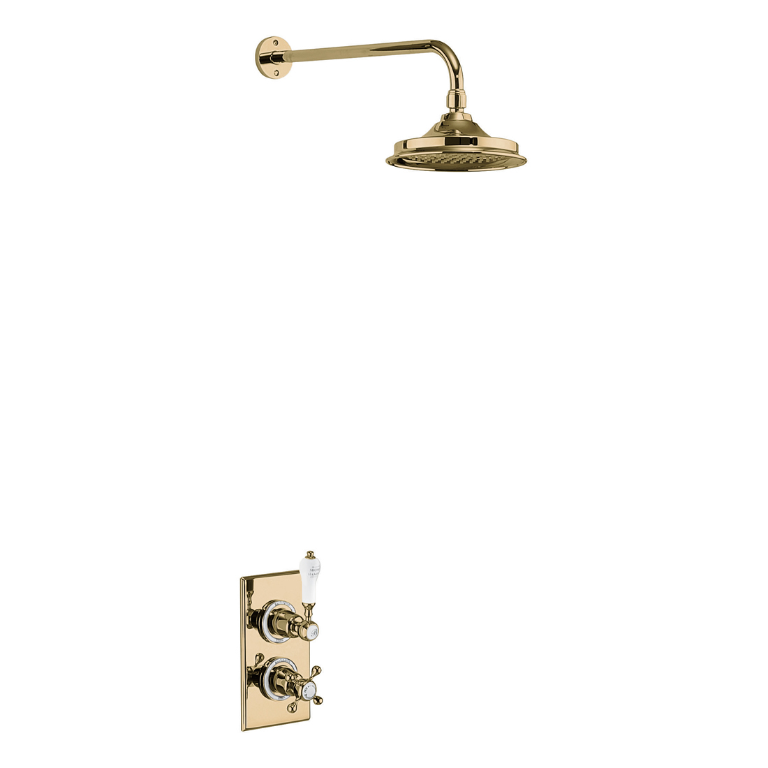Trent Thermostatic Single Outlet Concealed Shower Valve with Fixed Shower Arm with 9 inch rose - GOLD